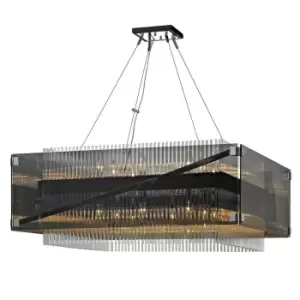 image of Apollo 16 Light Chandelier Dark Bronze Polished Chrome, Glass