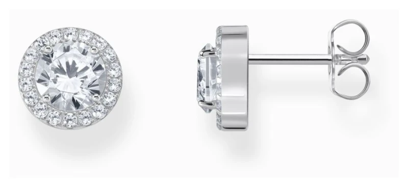 Image of THOMAS SABO Silver White Zirconia Halo Stud Earrings