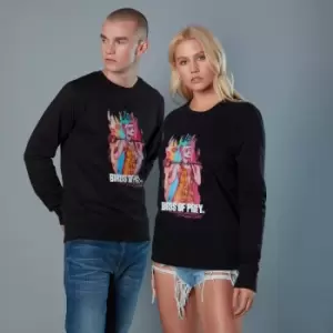 Image of Harley Quinn Acrylic Storke Portrait Unisex Birds of Prey Sweatshirt - Black - L