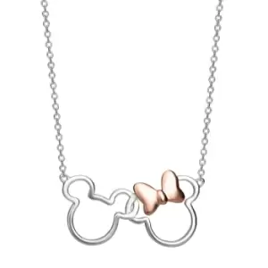 image of Disney Minnie And Mickey Silver & Rose gold Plated Necklace NF00287TL-18