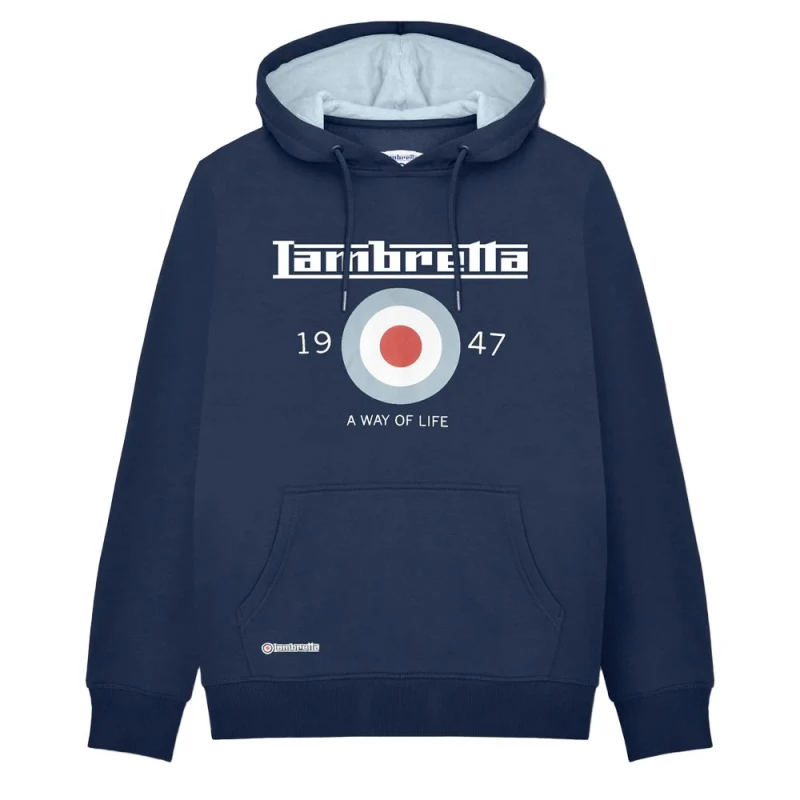 Image of Lambretta Lambretta Men AW24 Target Hoodie in Navy Size: Small Navy S Male 5063703657570