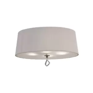 image of Mara Flush Ceiling 4 Light E27 Round, Antique Brass With Ivory White Shade