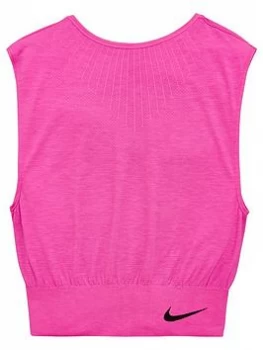 Image of Nike Older Girls Seamless Reversible Training T-Shirt - Pink