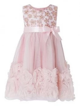 Image of Monsoon Baby Girls Nina Rose Jacquard 3D Roses Dress - Pink