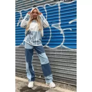 Image of I Saw It First Dark Wash Dark Wash Colour Block Straight Leg - Blue