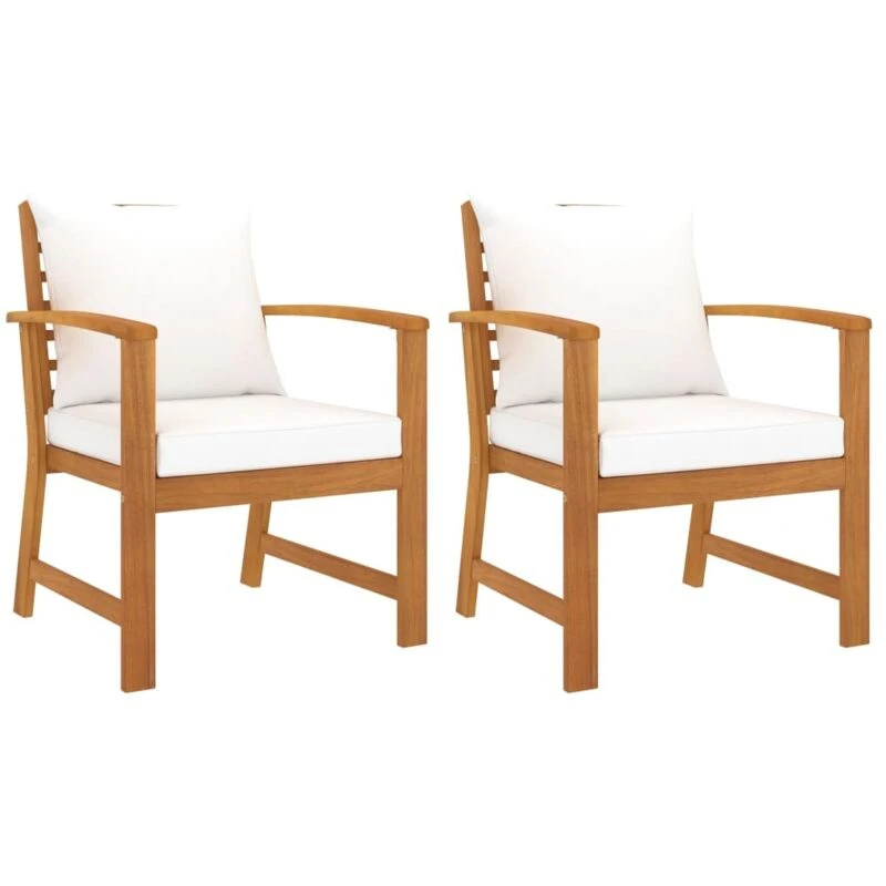 Image of VIDAXL Garden Chairs 2 pcs with Cream Cushions Solid Wood Acacia Vidaxl 8720286875957