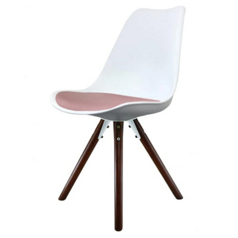 Image of Fusion Living Soho White Plastic Dining Chair with Pyramid Legs