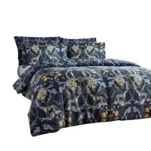 image of Paoletti Nouvilla Cheetah Duvet Cover Set (Double) (Blue/Grey/Yellow)