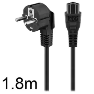 Image of Goobay 90-degree Type F / IEC C5 Power Cable - 1.8m - Black
