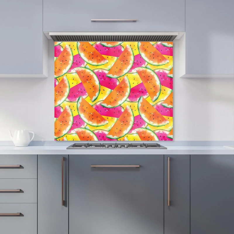 Image of Warren Reed - Designer Watermelon Design Kitchen Splashback in Orange Size: 900mm x 650mm Orange Unisex 900mm x 650mm