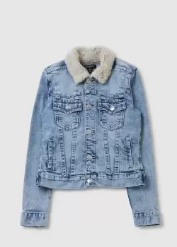 image of True Religion Womens Jimmy Sherpa Denim Jacket In Nominated