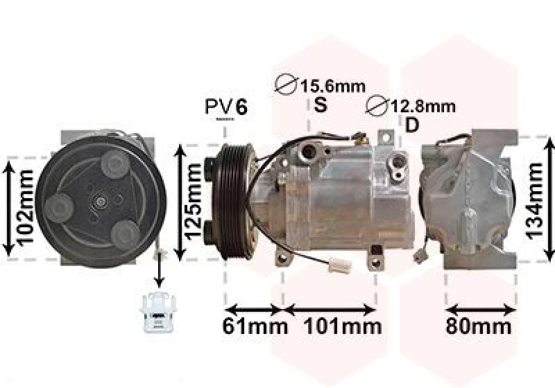 Image of VAN WEZEL Air conditioning compressor VAN WEZEL 2700K207