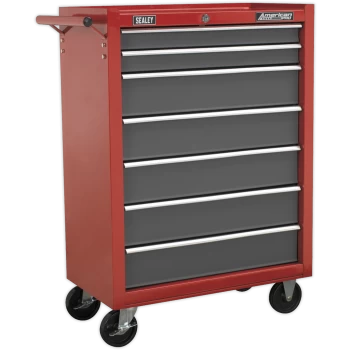 image of Sealey American Pro 7 Drawer Roller Cabinet Red / Grey