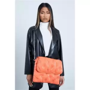 Image of I Saw It First Orange Padded Oversized Quilted Clutch Bag - Orange