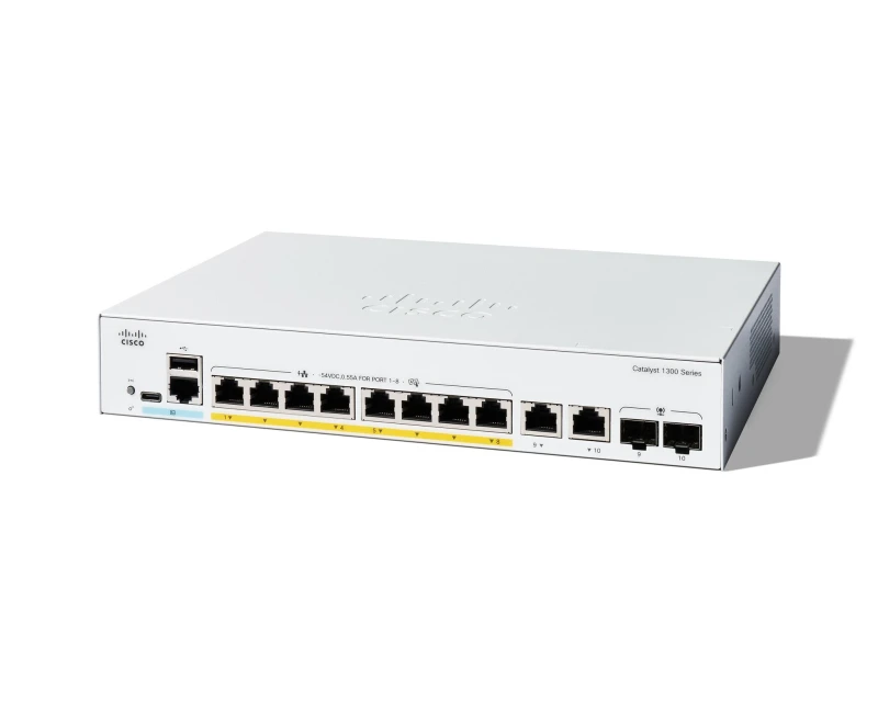 Image of Catalyst 1300 8p GE Full PoE 2x1G Combo Managed Switch C1300-8FP-2G