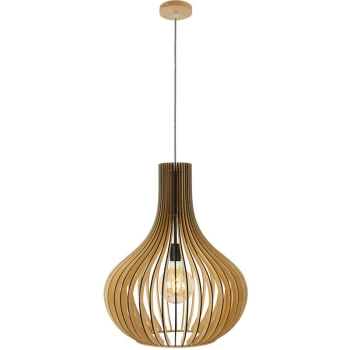 image of Sienna Lighting - Sienna Smukt Wire Frame Pendant Ceiling Light Black Matt, Wood Blank, Metal