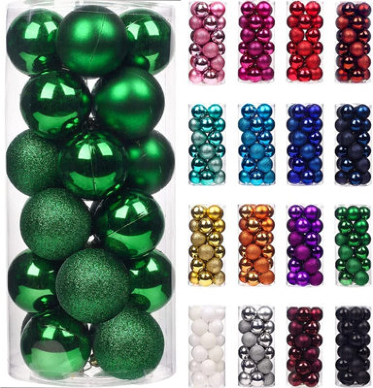 Image of Shatchi 30mm/12Pcs Christmas Baubles Shatterproof Dark Green,Tree Decorations Dark Green