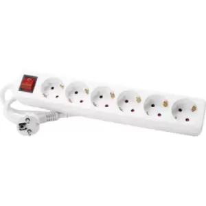 image of Kopp 120913004 Power strip (+ switch) 6x Arctic white PG connector