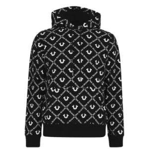 image of True Religion All Over Logo OTH Hoodie - Black