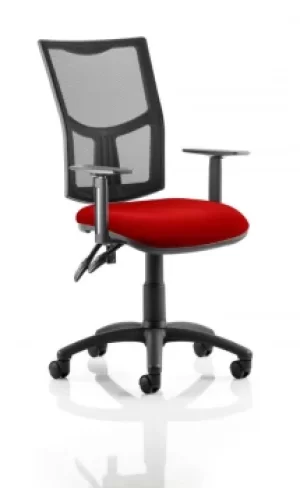 Image of Eclipse II Lever Task Operator Chair Mesh Back With Bespoke Colour Seat in Post Box Red With Height Adjustable Arms