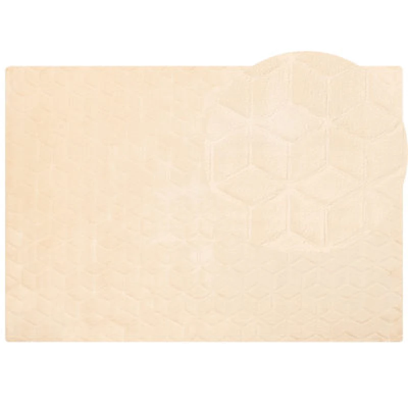 Image of Beliani Faux Fur Rug Thatta Beige 160 X 230 Cm