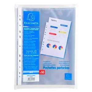 image of Exacompta Punched Pockets A4 60 Clear Micron Pack of 500