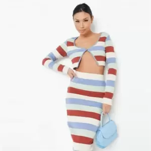 Missguided Rib Striped Crop Cardi - Multi