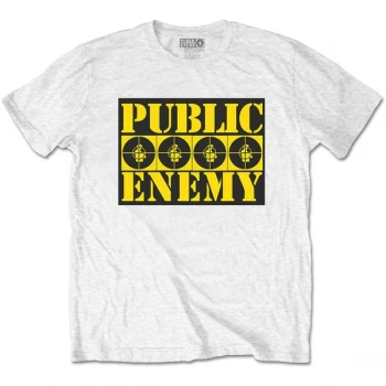Image of Public Enemy - Four Logos Unisex Large T-Shirt - White