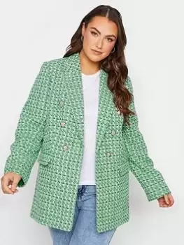 image of Yours Boucle Blazer Green, Size 16, Women