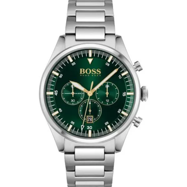 Image of Hugo Boss Hugo Boss 1513868 Pioneer Chronograph Mens Watch 1513868 Green,Silver