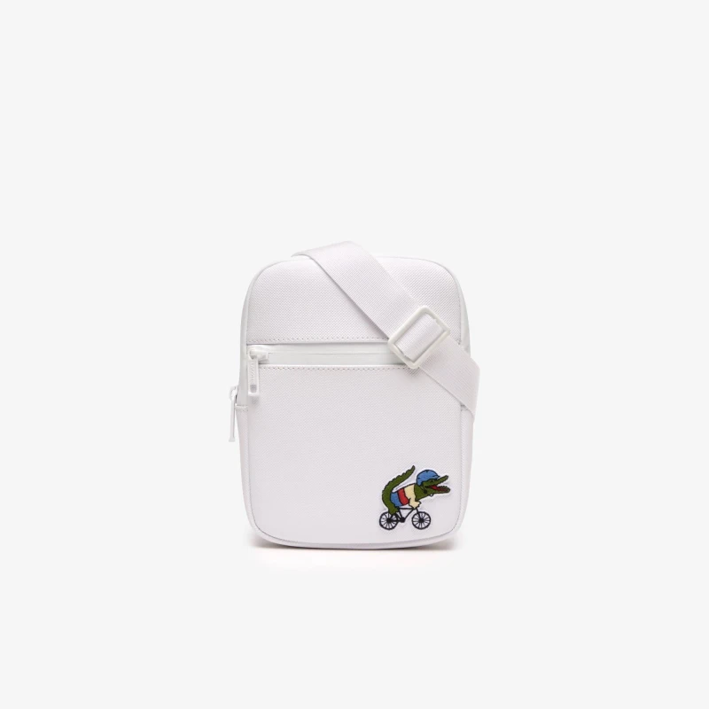 Image of Lacoste Netflix Croc Print Shoulder Bag Back Packs One Size White 40266401000