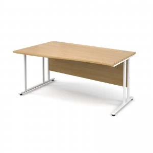 image of Maestro 25 WL Left Hand Wave Desk 1600mm - White Cantilever Frame OAK