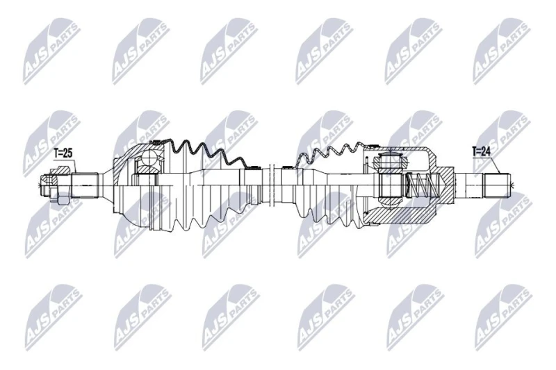 Image of NTY NPW-PE-127 Drive shaft Manual Transmission, Front Axle Left Drive Shaft (13)