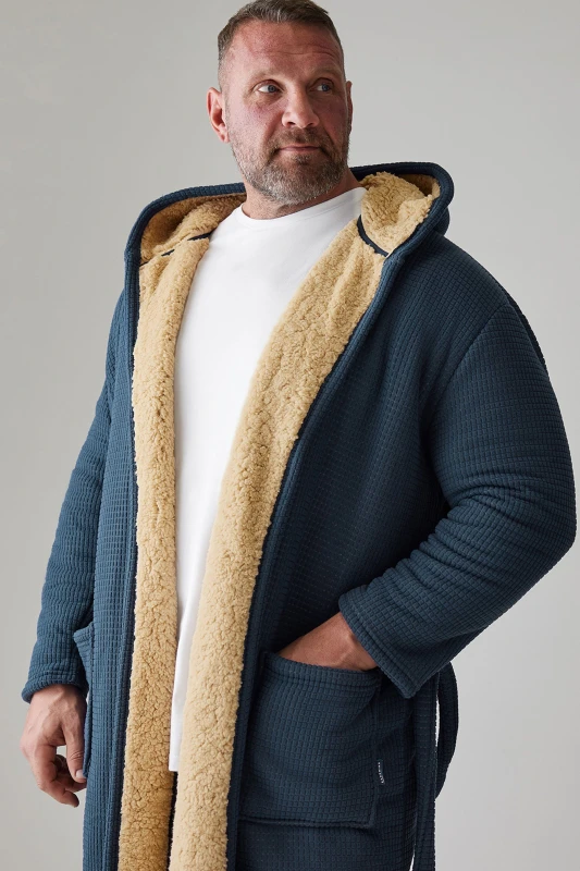 Image of BadRhino Borg Lined Dressing Gown Blue