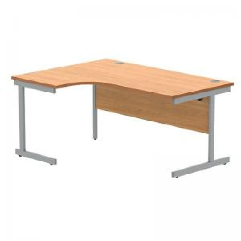 Image of Polaris Left Hand Radial SU Cantilever Desk 1600x1200x730mm Norwegian Beech/Silver KF821380