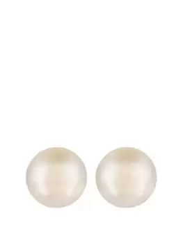 image of Jon Richard Silver Plated 14mm Cream Pearl Bouton Stud Earrings, Silver, Women