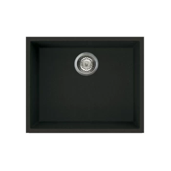 image of Reginox - Elleci Quadra105 Kitchen Sink Single Bowl Black Granite Undermount Waste