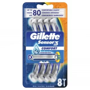 Image of Gillette Sensor 3 Sensitive Disposable Mens Razor 8 pack
