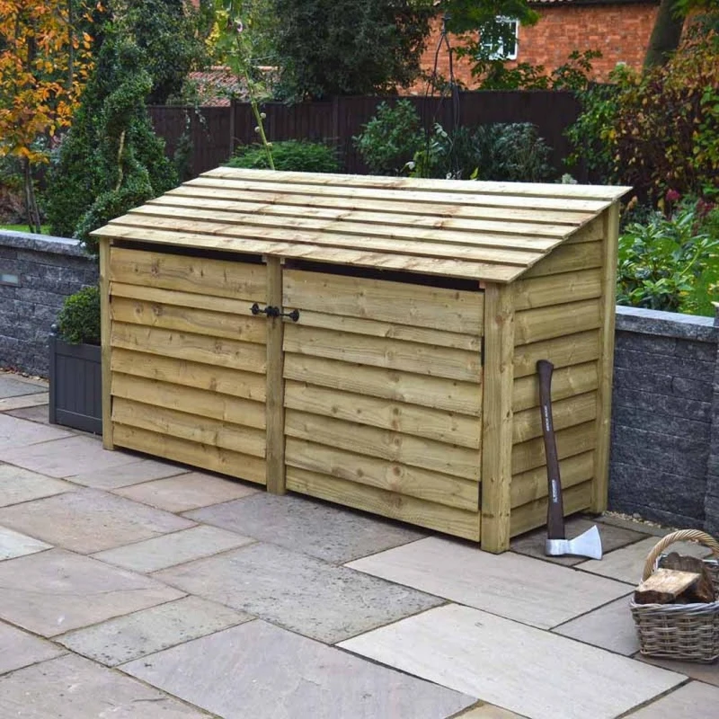 Image of Rutland County Garden Furniture Ltd Normanton 4ft Log Store with Doors, L80 x W230 x H128cm - Light Green Light Green Unisex