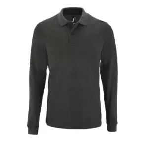 Image of SOLS Mens Perfect Long Sleeve Pique Polo Shirt (2XL) (Charcoal Marl)