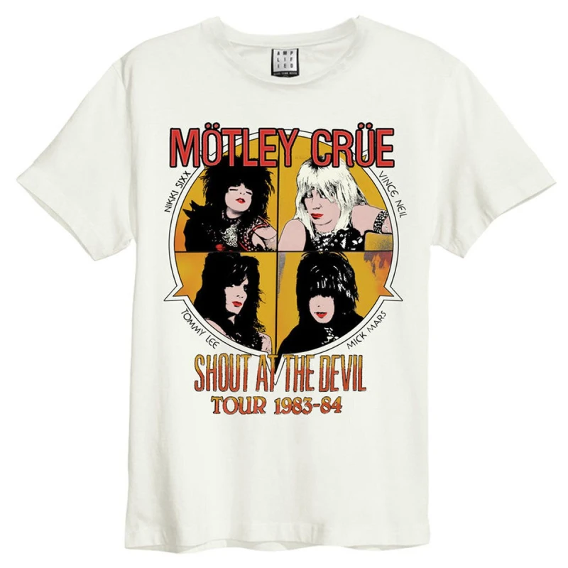 Image of Amplified Amplified Men Shout At The Devil Motley Crew T-Shirt in White Size: X-Small White XS Male 5059699798212