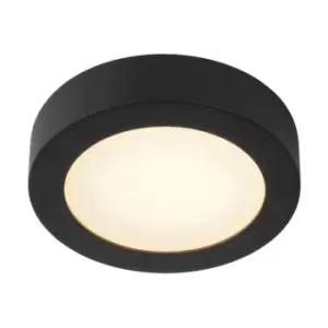 image of Lucide BRICE-LED - Flush Ceiling Light Bathroom - Ø18cm - LED Dim. - 1x12W 3000K - IP44 - Black