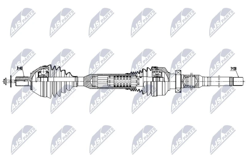 Image of NTY NPW-VV-154 Drive shaft Automatic Transmission, Front Axle Right Drive Shaft (13)
