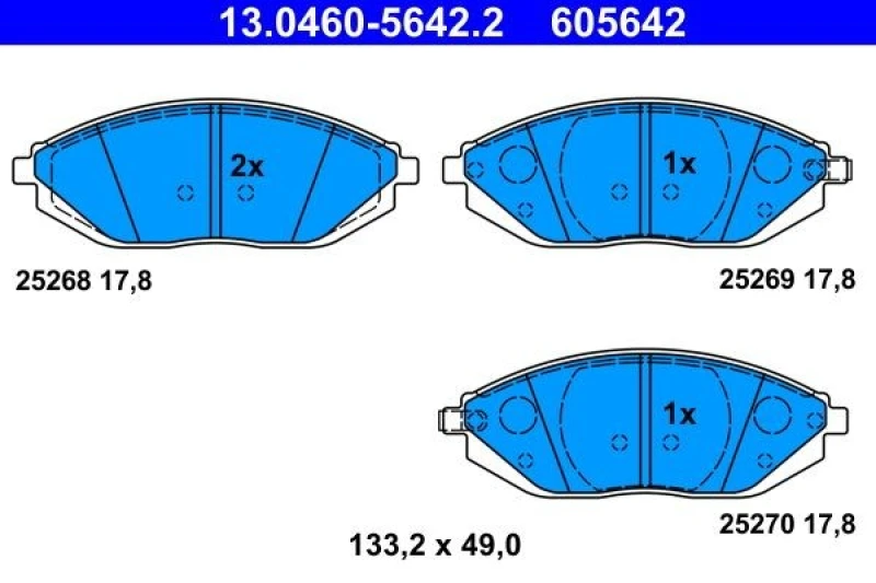 Image of ATE 13.0460-5642.2 Brake pad set with acoustic wear warning Brake Pad Set,disc brake (402)