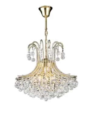 image of Bask Ceiling Pendant Chandelier Round 6 Light French Gold, Crystal