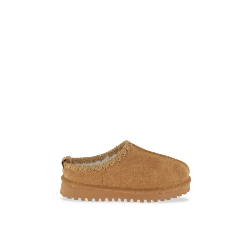 Image of LES TROPEZIENNES PAR M.BELARBI Chapka Suede Mules with Faux Fur Lining camel Women 36 (3.5);41 (7);40 (6.5);39 (5.5 to 6);38 (5);37 (4)