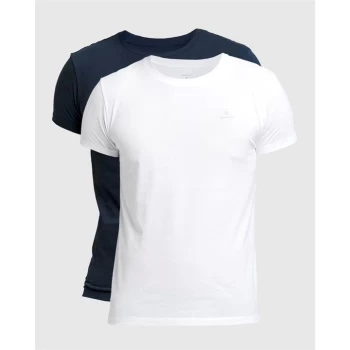 Image of Gant 2 Pack Crew Neck T Shirts - Navy/W 109