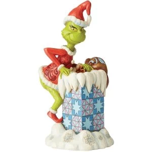 Image of Grinch Climbing into Chimney Figurine