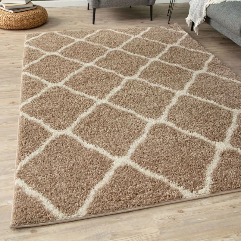 Image of THE RUGS Soft Moroccan Shaggy Rugs & Runners Beige & Ivory Living Room Size: 80cm x 300cm Beige Unisex 80cm x 300 cm