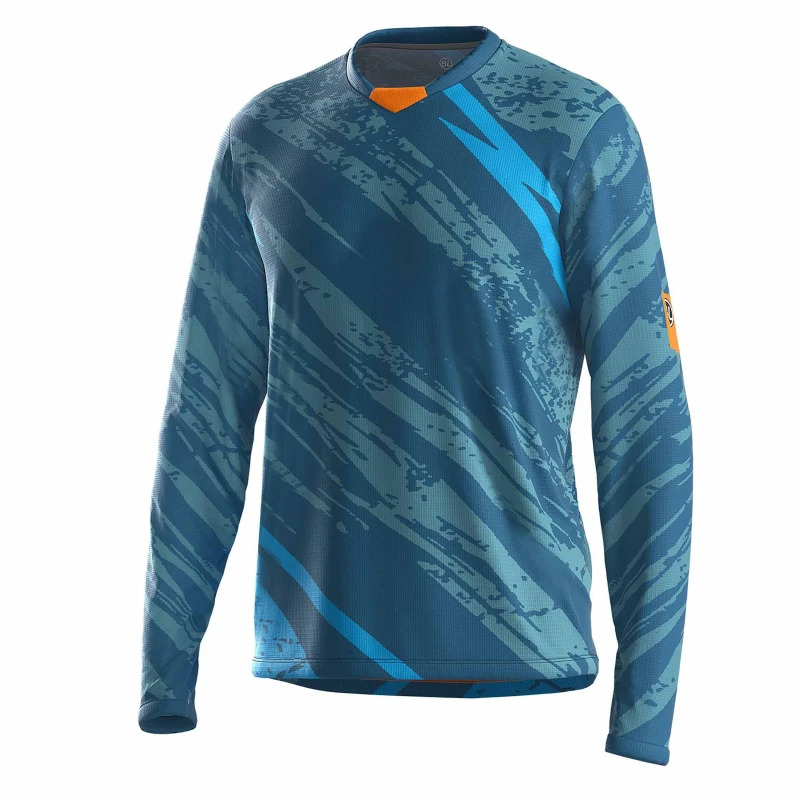 Image of Bicycle Line Mens Ponente UPF 30+ V-Neck Long Sleeve Cycling Jersey Blue male Medium